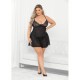 Raised Embroidery Lace Babydoll Black 1x