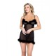Afterhours Maribou & Mesh Chemise Black Xl