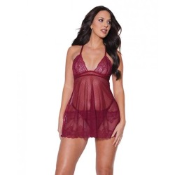 Holiday Soft Underwire Babydoll & Thong Merlot Sm