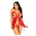 Lace Flyaway Babydoll Gstring 2pc Sm Red