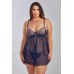 Jennie Cross Dyed Galloon Lace & Mesh Babydoll Navy 2x