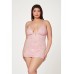 Floral Mesh Chemise & G-string Pink 1x/2x