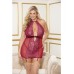 Holiday Stretch Lace & Mesh Chemise W/garters Zinfindel 2x