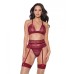 Holiday Bra, Garter Belt & Thong Merlot Lg